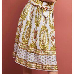 ANTHROPOLOGIE Lavender Paisley Print Echarpe A-line Midi Length Skirt Size 4